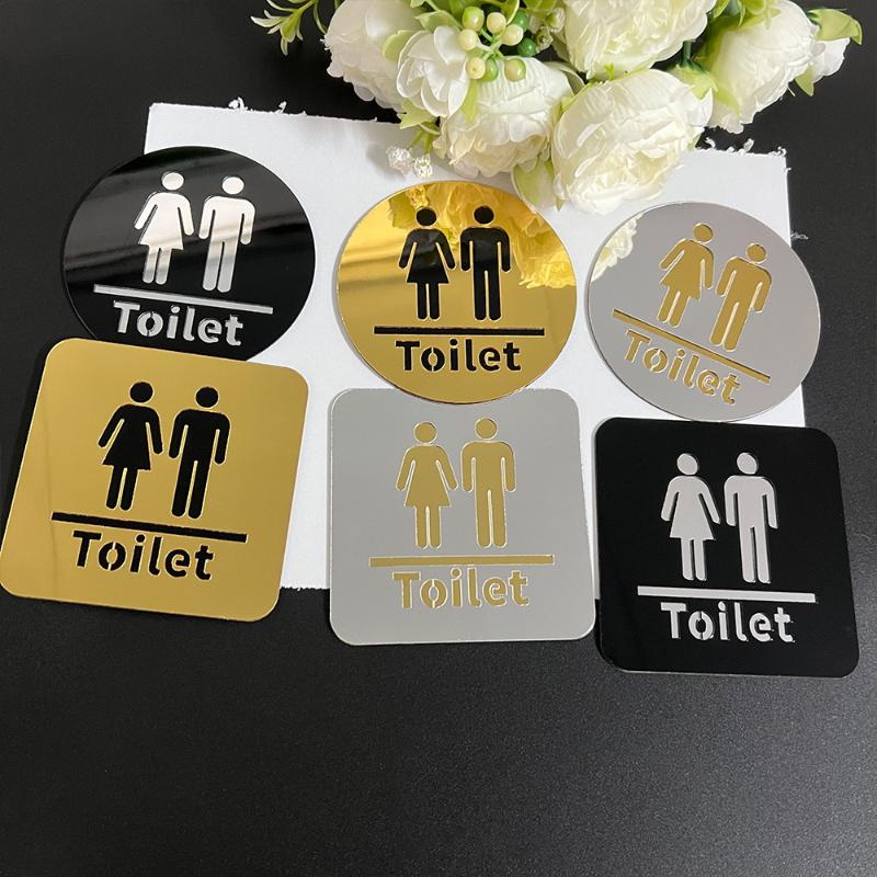 Jet Home Bathroom Mirrors - ป้ายห้องน้ำอะคริลิคขนาด 3.94 นิ้ว สำหรับชายและหญิง ป้ายระบุห้องน้ำ รูปทรงกลมและสี่เหลี่ยม
