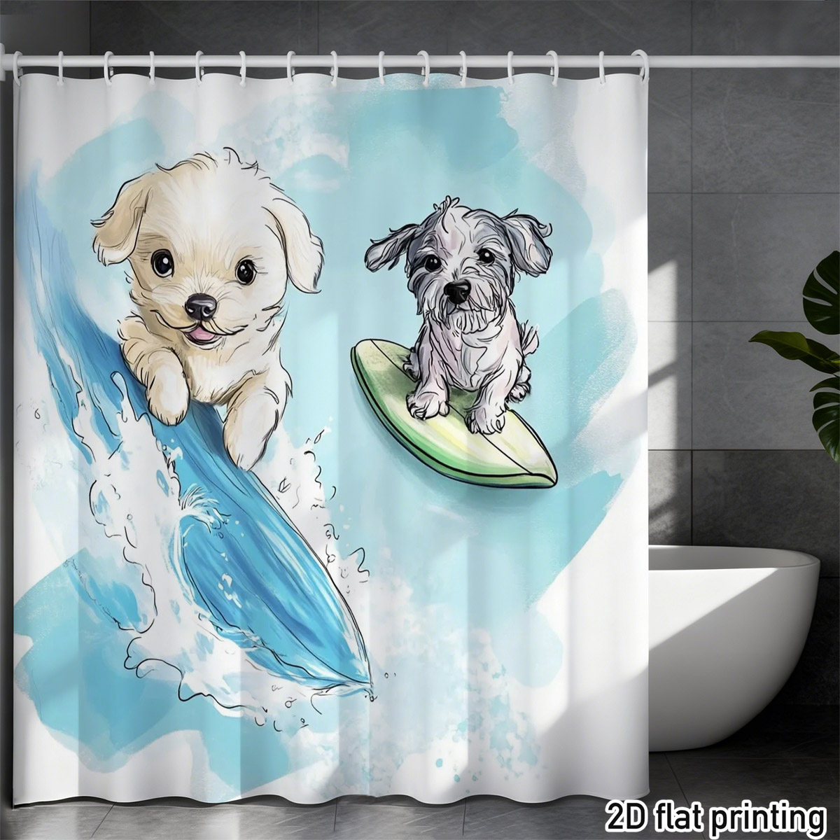 Adorable Home Bathroom Ideas - ม่านอาบน้ำลายสุนัขแสนน่ารัก ของตกแต่งห้องน้ำลายน้องหมาสุดน่ารัก ผ้าม่านกันน้ำสำหรับสัตว์เลี้ยง ลายสัตว์สีน้ำ ของขวัญตกแต่งบ้านสุดพิเศษ
