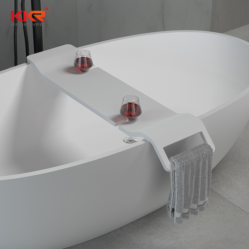 Bath Caddy Tray - ชั้นวางสบู่ในห้องน้ำ ชั้นวางอ่างอาบน้ำหินสังเคราะห์ ถาดวางของอะคริลิกสำหรับอาบน้ำ