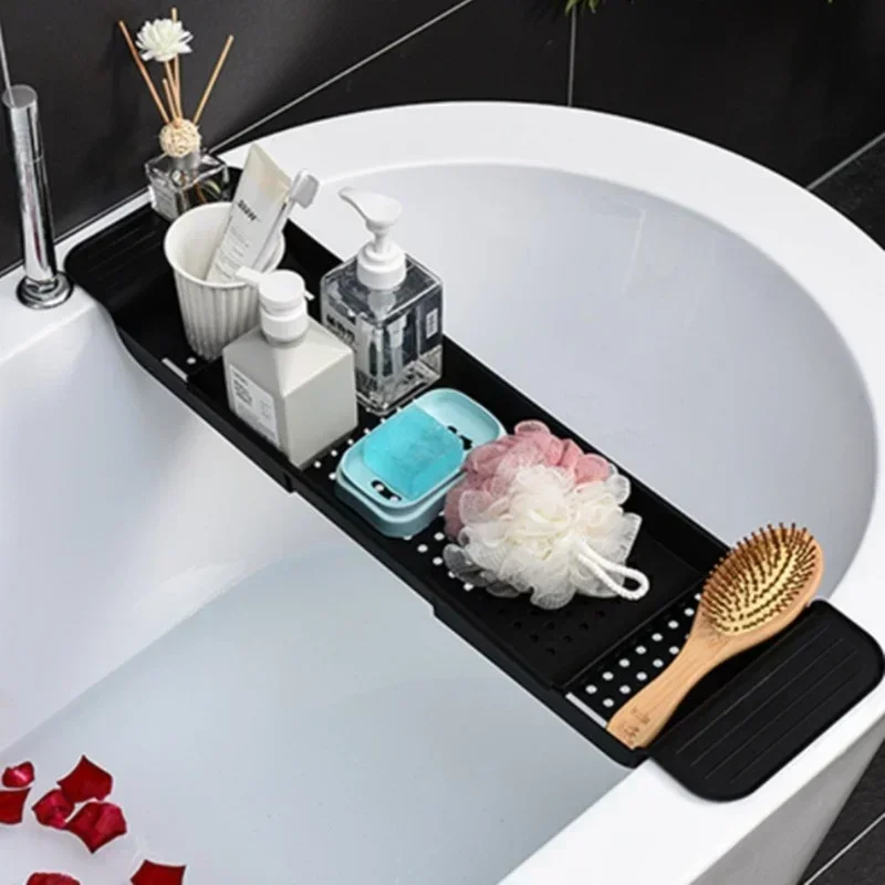 Bath Caddy Tray - ห้องน้ําแบบพกพาเครื่องมืออ่างอาบน้ําชั้นวางขยายอ่างอาบน้ําถาดแคดดี้อาบน้ําไม้ไผ่อ่างอาบน้ําชั้นวางผ้าเช็ดตัวผู้ถือจัดเก็บ