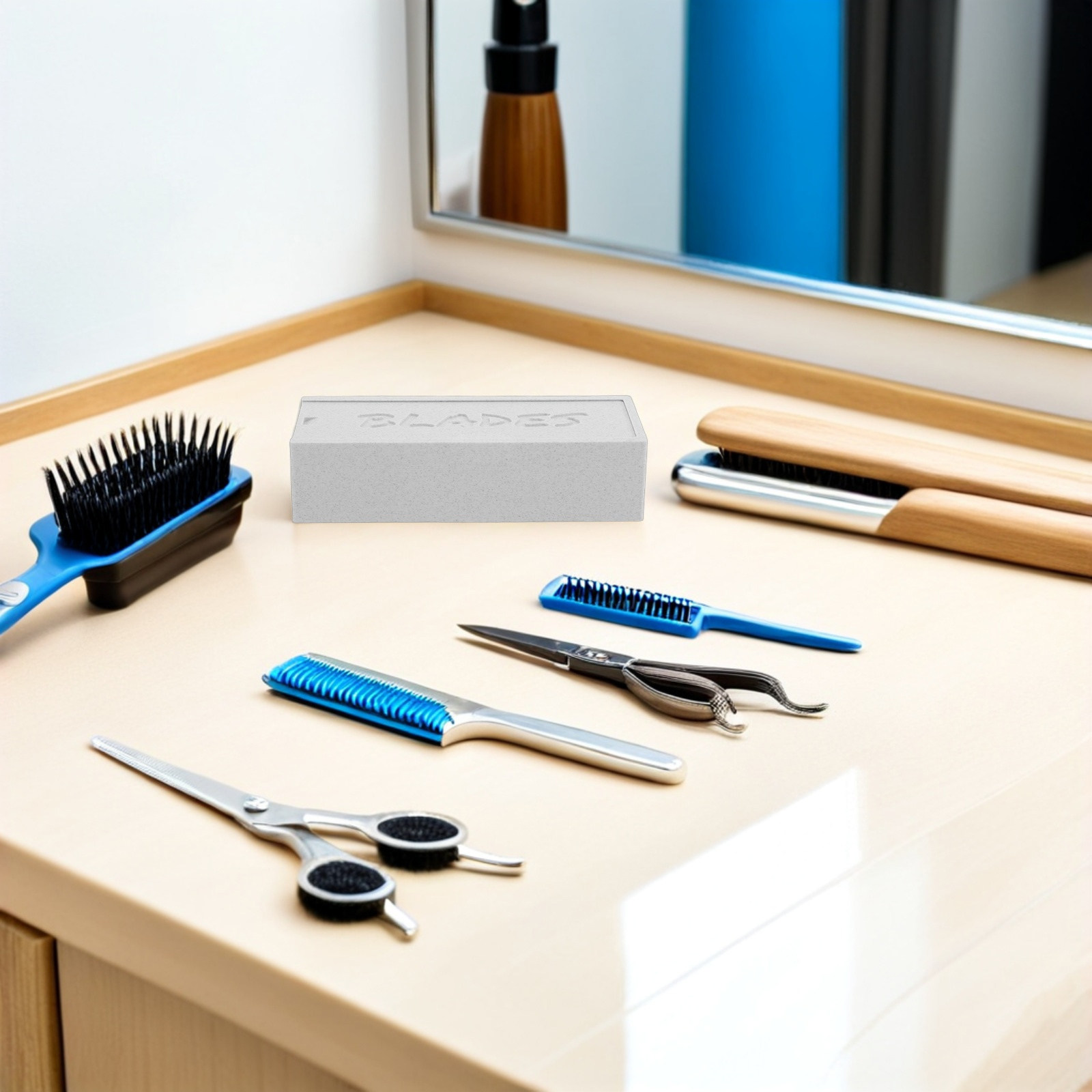 Home One Bathroom Accessories - กล่องเก็บใบมีดปัตตาเลี่ยนแบบสองช่องสีขาว ที่เก็บใบมีดโกนหนวดสำหรับอุปกรณ์ตัดแต่งทรงผมในบ้าน ห้องน้ำ และร้านตัดผม
