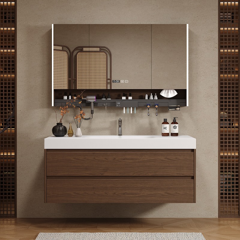 Home Bathroom Vanity Combo - ตู้ห้องน้ำแบบไม้ ตู้เก็บของแบบหรูหรา ทันสมัย ประหยัดพื้นที่ ลิ้นชัก ตู้เก็บของแบบมีฉากกั้น