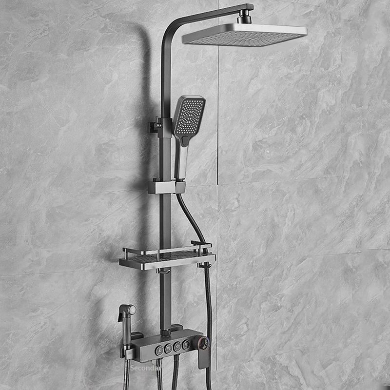 Home Bathroom Shower - ชุดฝักบัวสแตนเลส ป้องกันตะกรัน ทำความสะอาดตัวเอง ฝักบัวแบบเรนชาวเวอร์ แรงดันสูง สำหรับอาบน้ำที่บ้าน