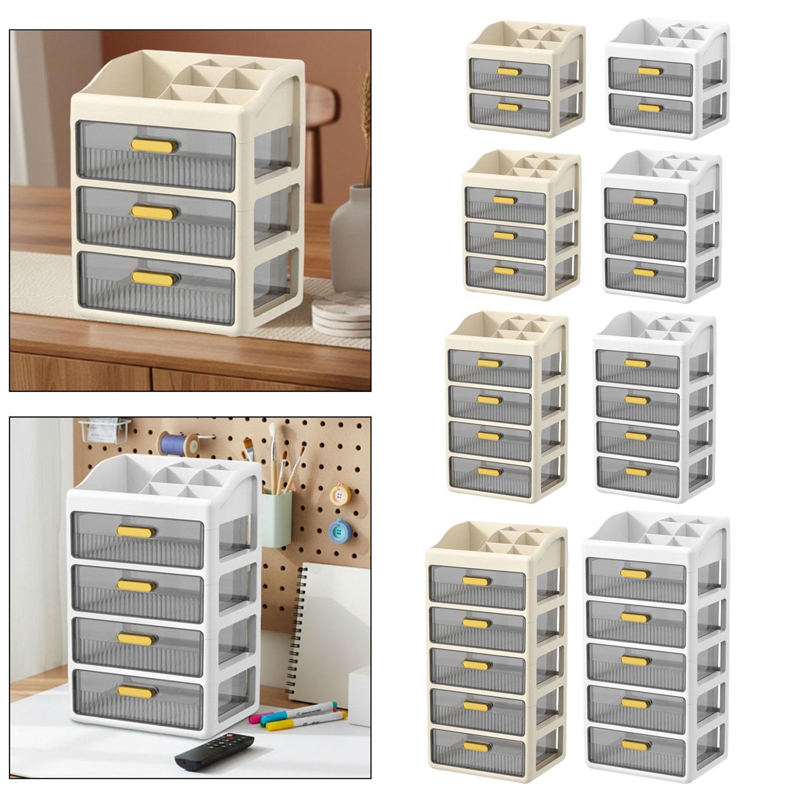 Home Essentials Bathroom Cabinet - กล่องจัดระเบียบโต๊ะทำงานพร้อมลิ้นชัก ตู้เก็บของพลาสติกสำหรับสำนักงาน บ้าน เครื่องสำอาง และของใช้ในห้องน้ำ