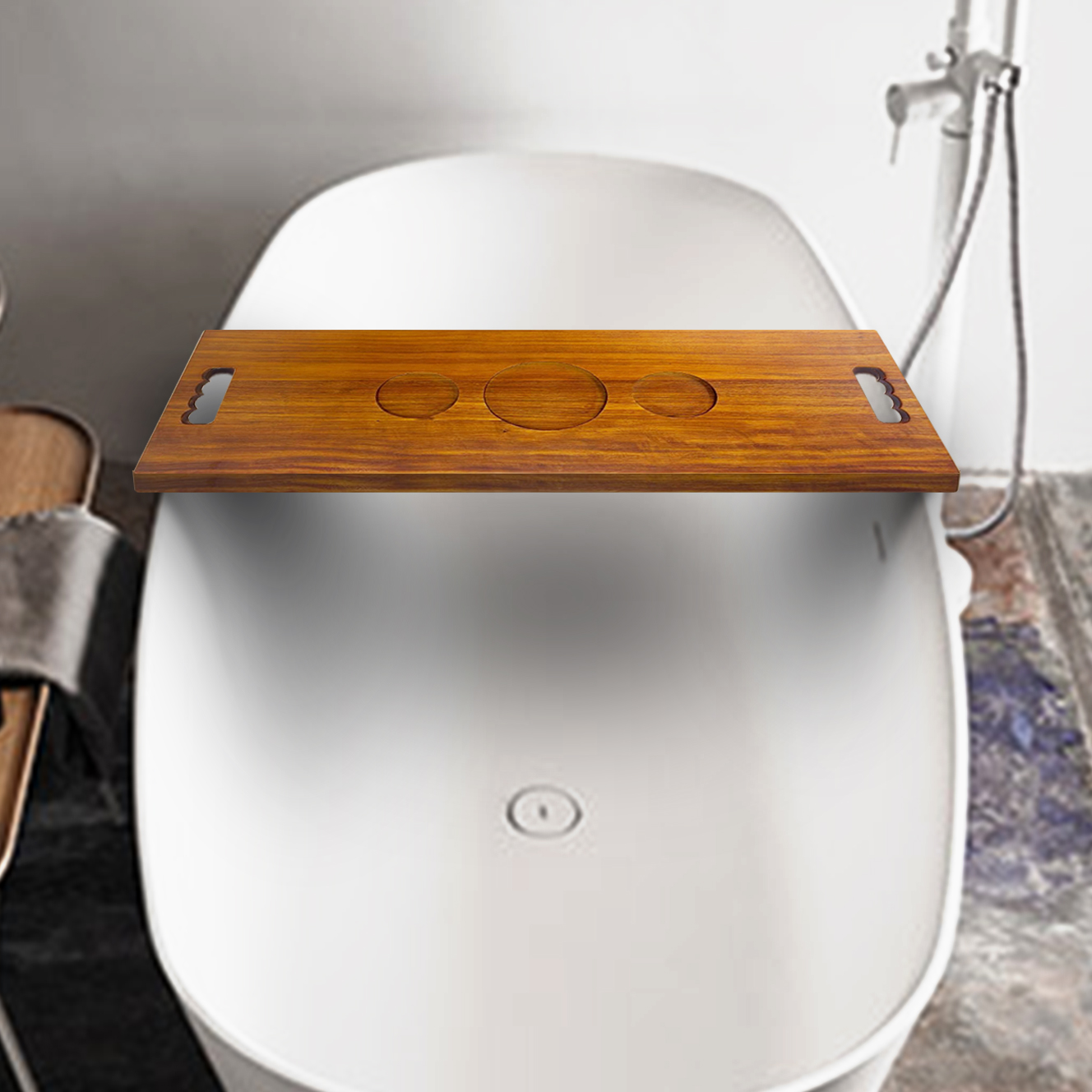 ถาดวางอ่างอาบน้ำไม้เนื้อแข็งพร - Bath Caddy Tray บทวิจารณ์และราคา