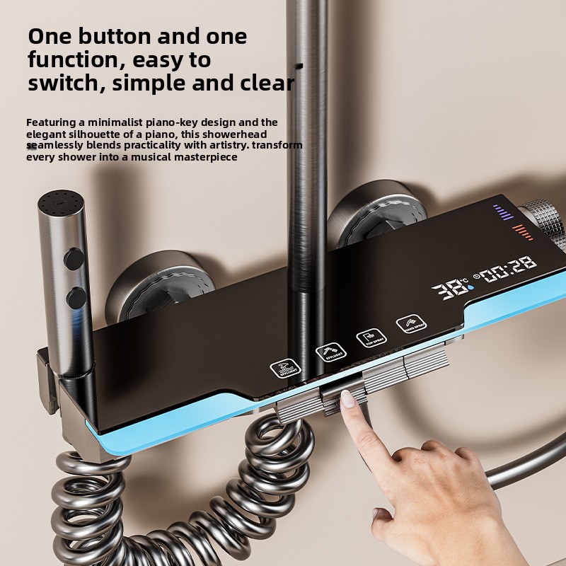 ชุดฝักบัวสีเทากันเมทัล ระบบไฟส - Home Bathroom Shower บทวิจารณ์และราคา