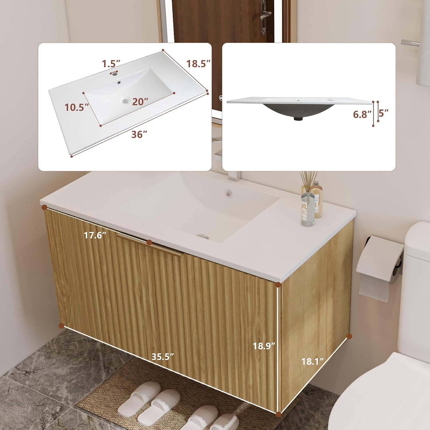 ตู้ห้องน้ำแบบลอยตัวทันสมัยพร้อ - Home For Bathroom บทวิจารณ์และราคา