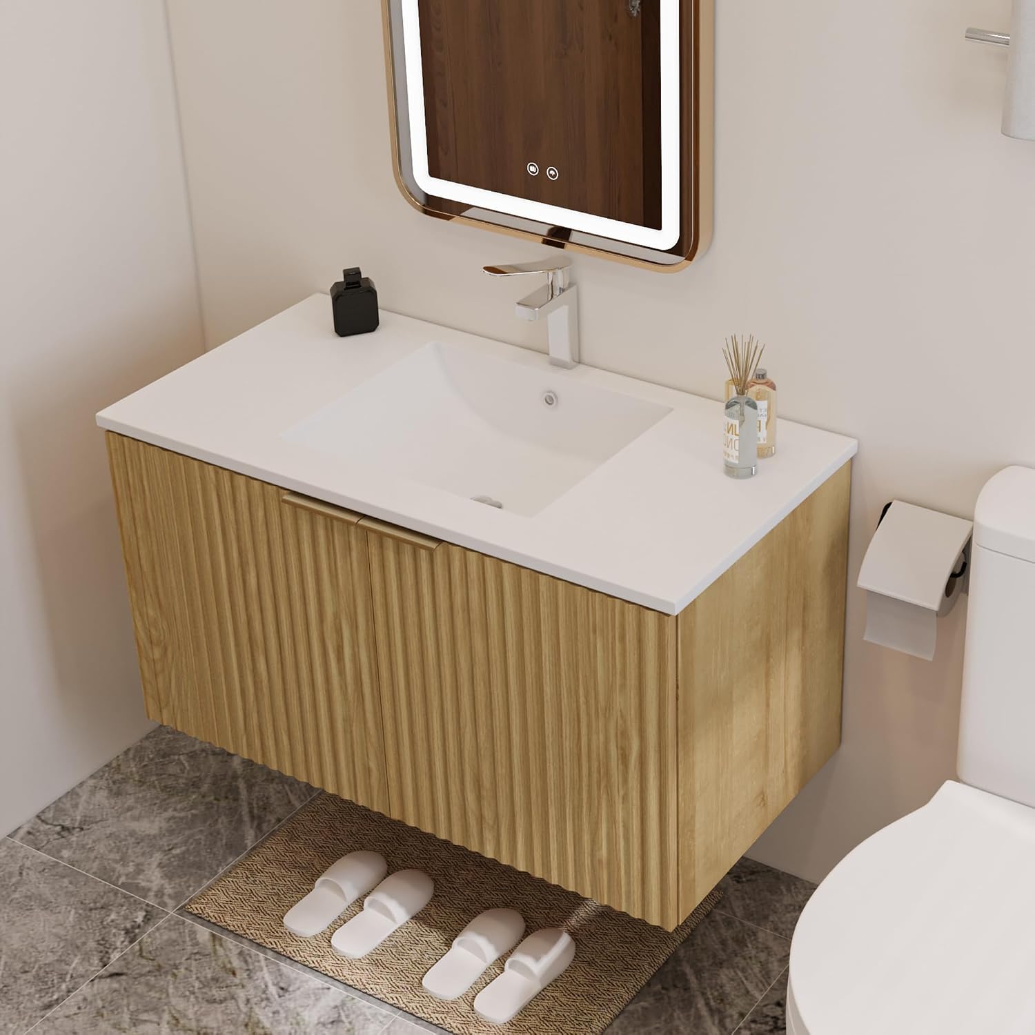 ตู้ห้องน้ำแบบลอยตัวทันสมัยพร้อ - Home For Bathroom บทวิจารณ์และราคา