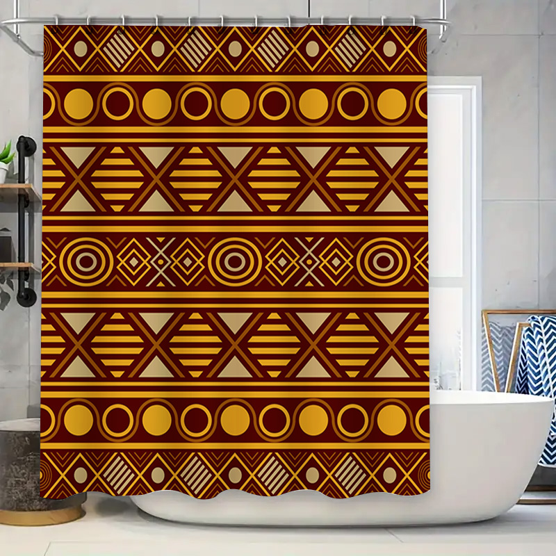 เรขาคณิตผ้าม่านกันน้ําตกแต่งบ้ - Home One Bathroom Accessories บทวิจารณ์และราคา