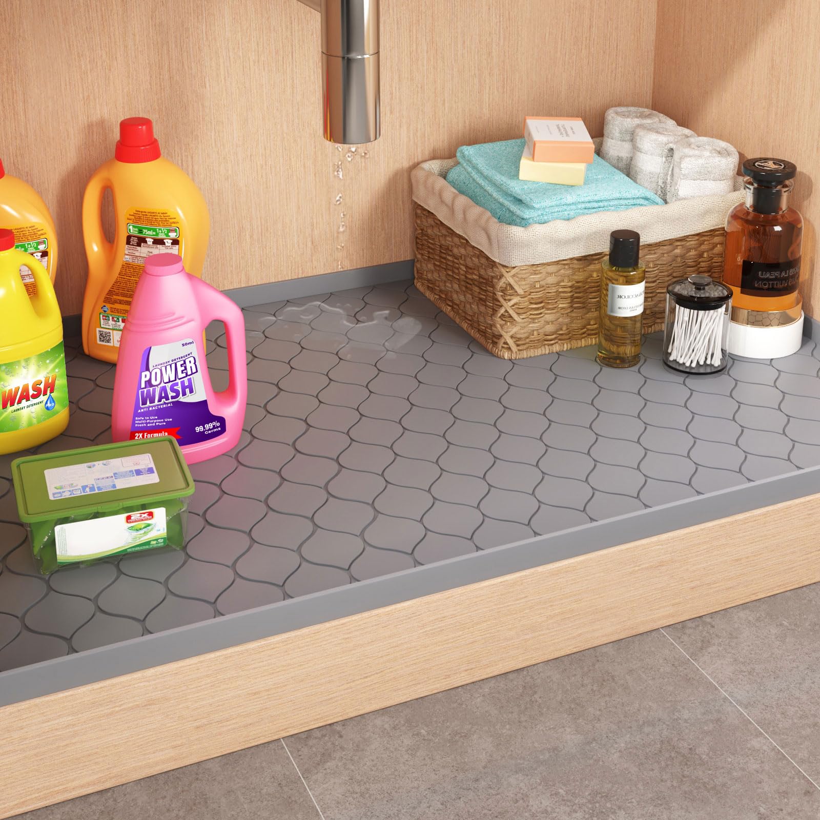 แผ่นรองซิลิโคนใต้ซิงค์ อุปกรณ์ - Home Essentials Bathroom Cabinet บทวิจารณ์และราคา