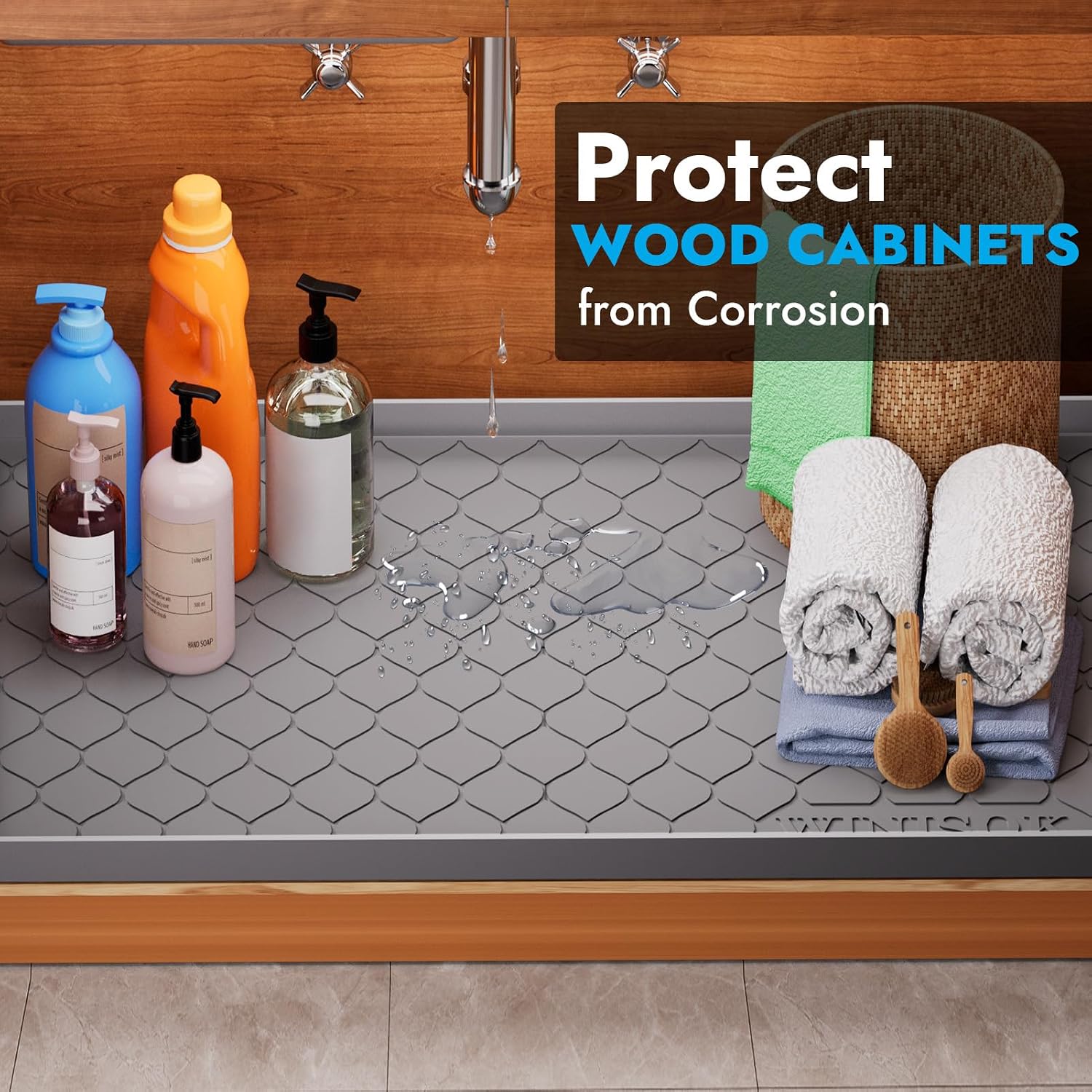 แผ่นรองซิลิโคนใต้ซิงค์วินิโซก  - Home Essentials Bathroom Cabinet บทวิจารณ์และราคา