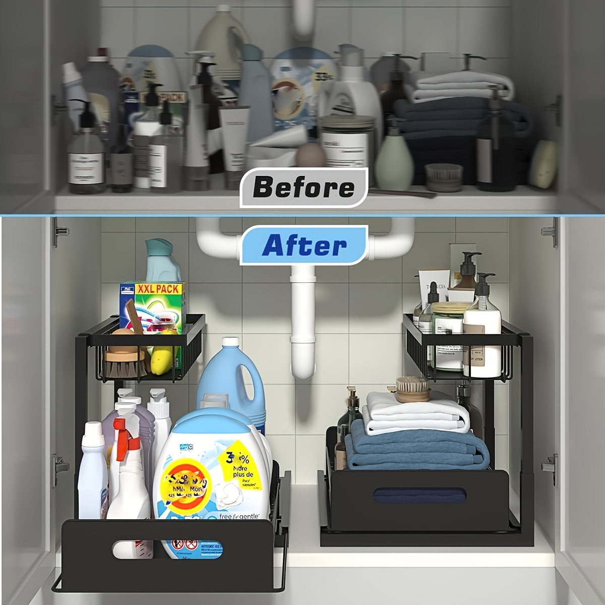 ชุดชั้นวางของใต้ซิงค์ในครัว -  - Home Essentials Bathroom Cabinet บทวิจารณ์และราคา