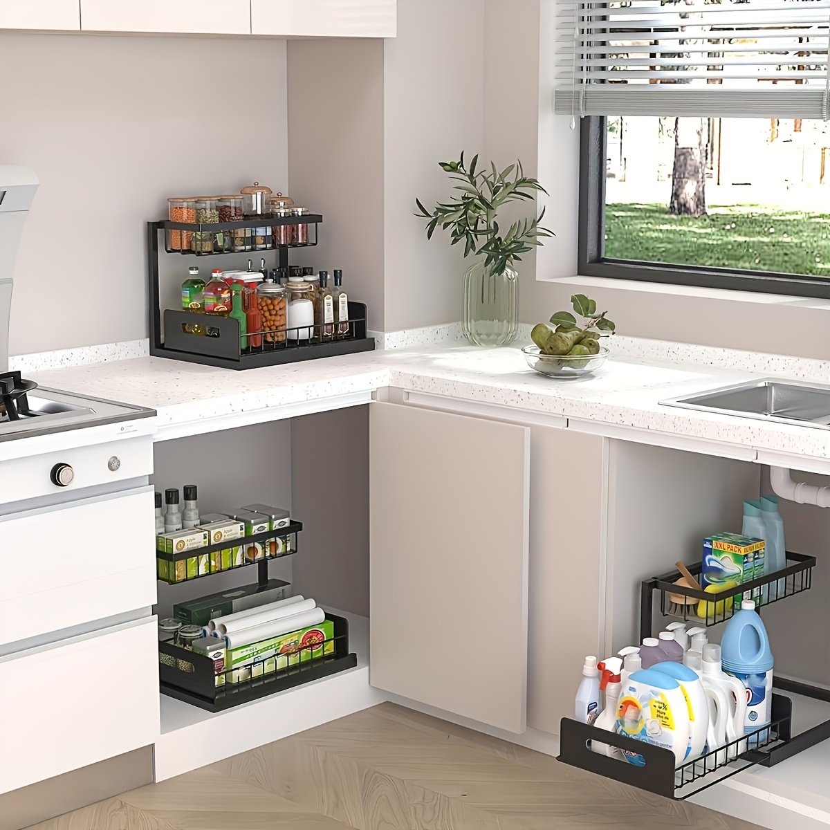 ชุดชั้นวางของใต้ซิงค์ในครัว -  - Home Essentials Bathroom Cabinet บทวิจารณ์และราคา