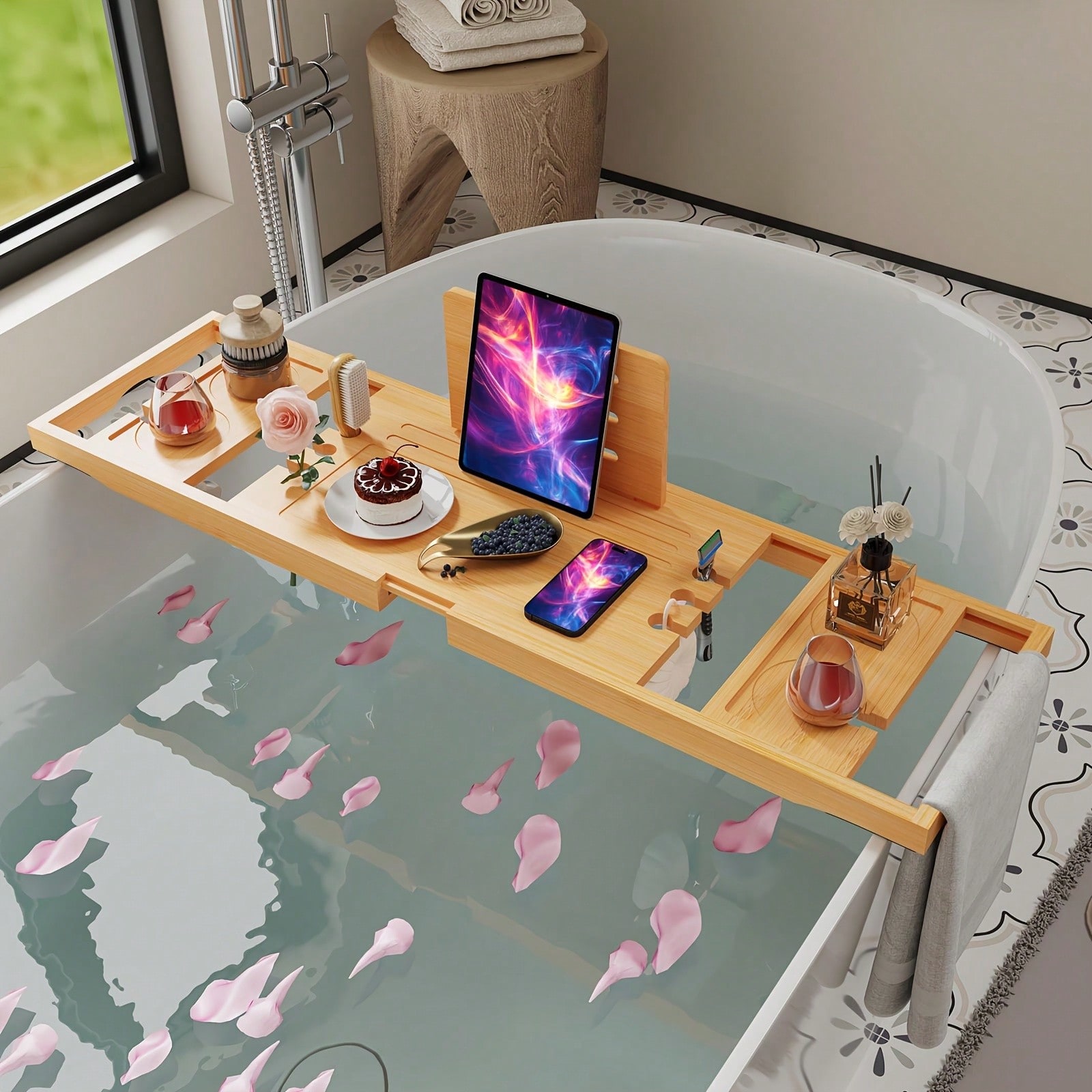 ถาดวางของในอ่างอาบน้ำไม้ไผ่, ท - Bath Caddy Tray บทวิจารณ์และราคา
