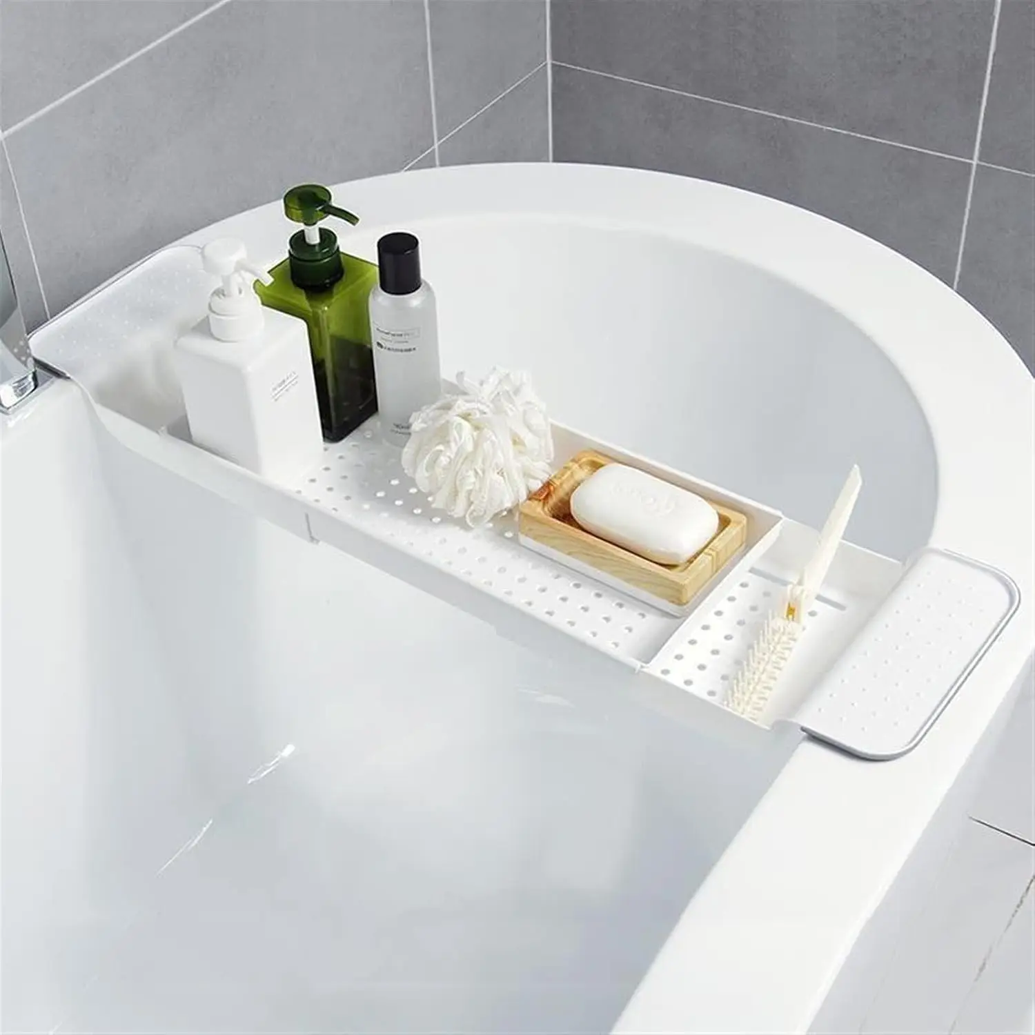 ถาดวางของในอ่างอาบน้ำแบบยืดหดไ - Bath Caddy Tray บทวิจารณ์และราคา