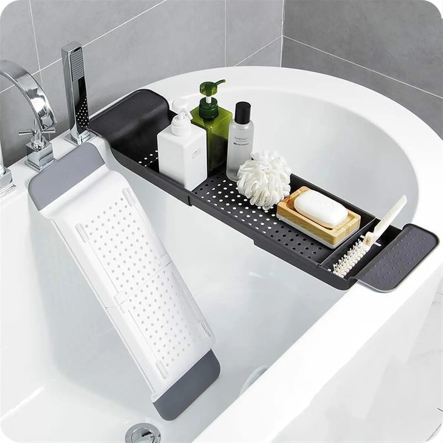 ถาดวางของในอ่างอาบน้ำแบบยืดหดไ - Bath Caddy Tray บทวิจารณ์และราคา