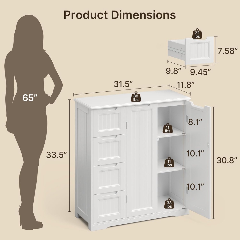ตู้เก็บของในห้องน้ำพร้อมลิ้นชั - Home Essentials Bathroom Cabinet บทวิจารณ์และราคา