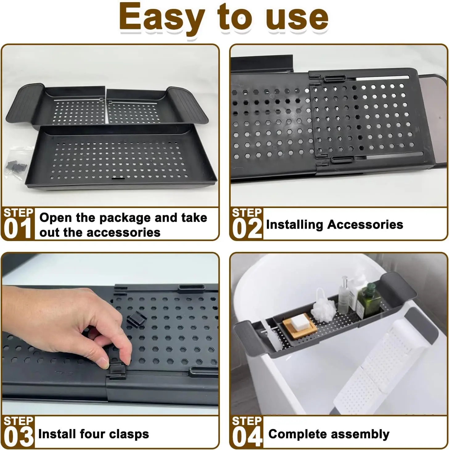 ถาดวางของในอ่างอาบน้ำแบบขยายได - Bath Caddy Tray บทวิจารณ์และราคา