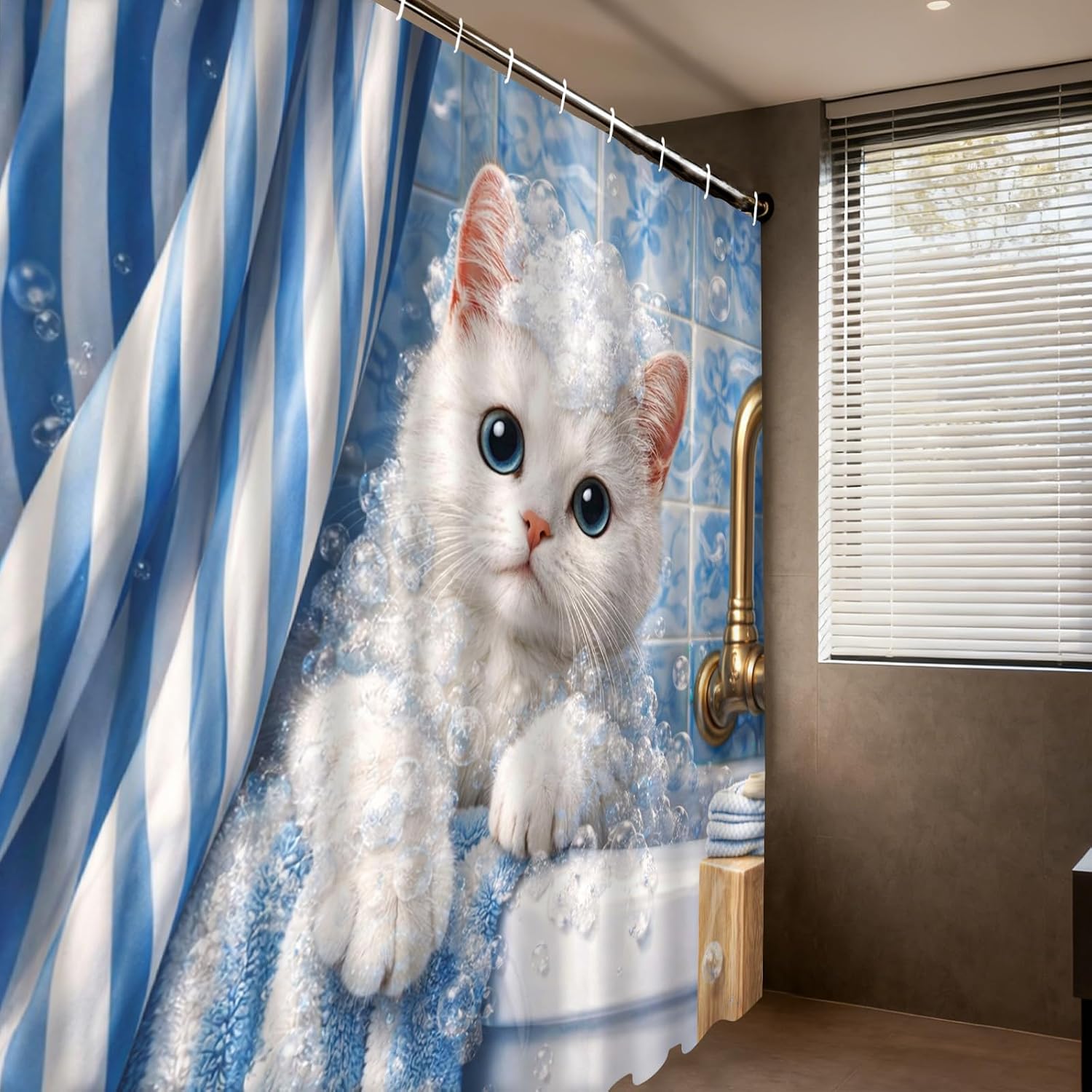 ม่านอาบน้ำลายลูกแมวน่ารัก ลายท - Adorable Home Bathroom Ideas บทวิจารณ์และราคา
