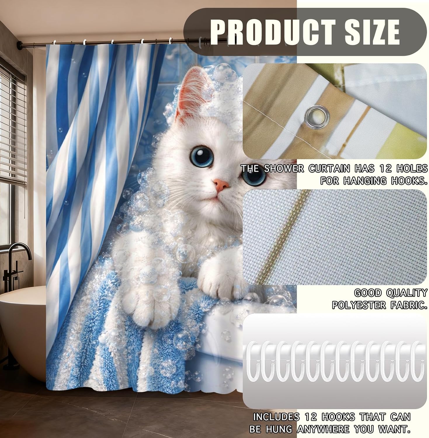 ม่านอาบน้ำลายลูกแมวน่ารัก ลายท - Adorable Home Bathroom Ideas บทวิจารณ์และราคา