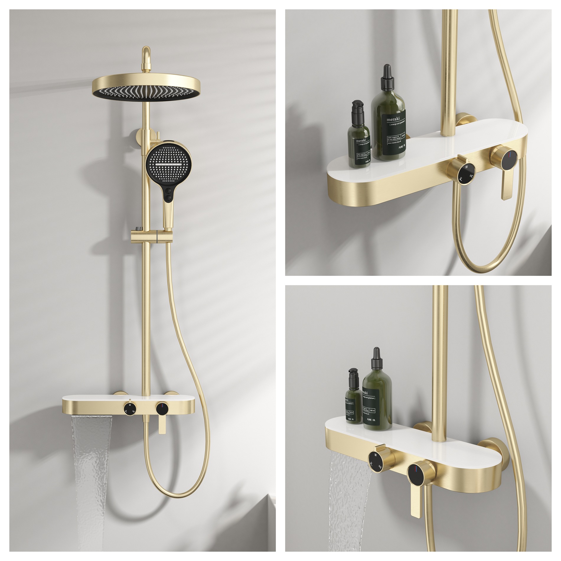 ชุดฝักบัวสีเทากันเมทัลสำหรับใช - Home Bathroom Shower บทวิจารณ์และราคา