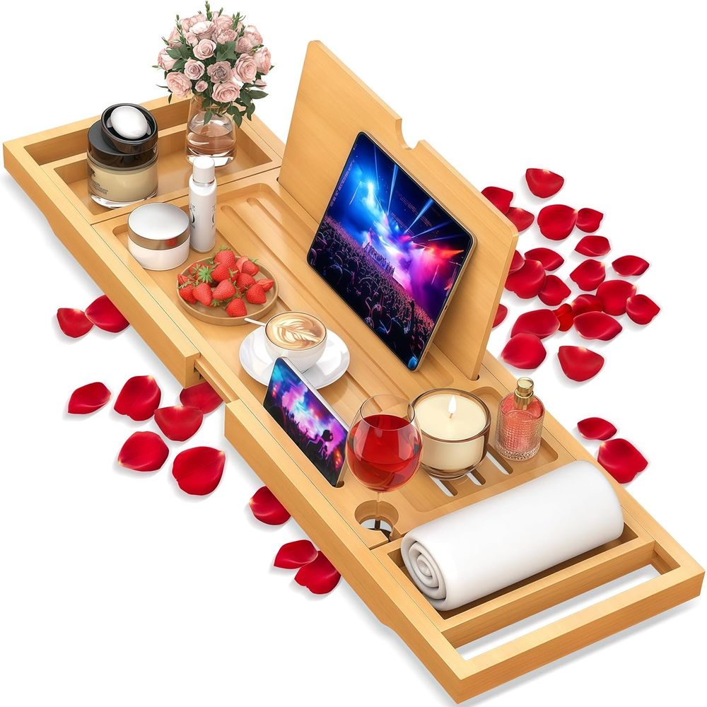 ถาดวางของในห้องน้ำไม้ไผ่ดีไซน์ - Bath Caddy Tray บทวิจารณ์และราคา