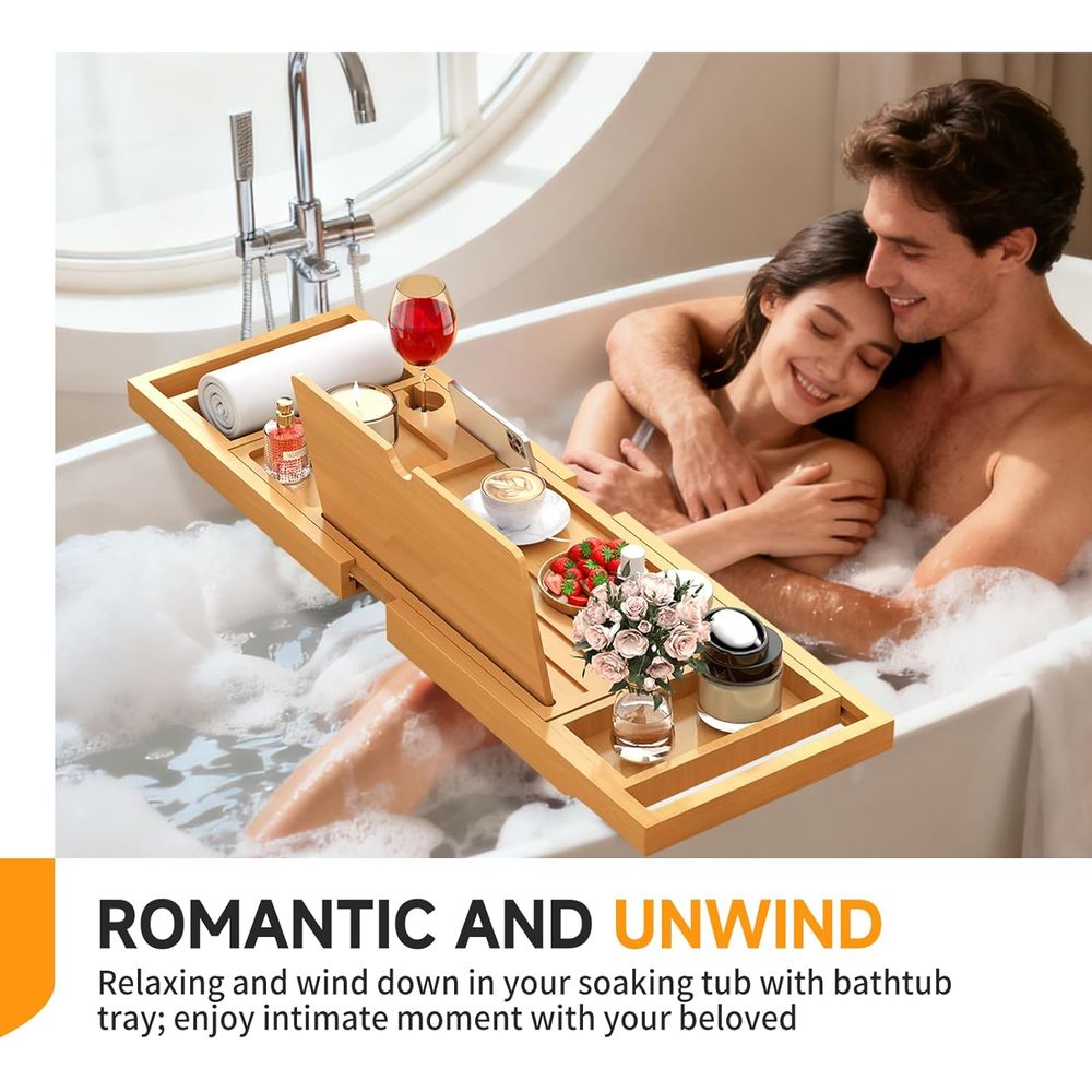 ถาดวางของในห้องน้ำไม้ไผ่ดีไซน์ - Bath Caddy Tray บทวิจารณ์และราคา