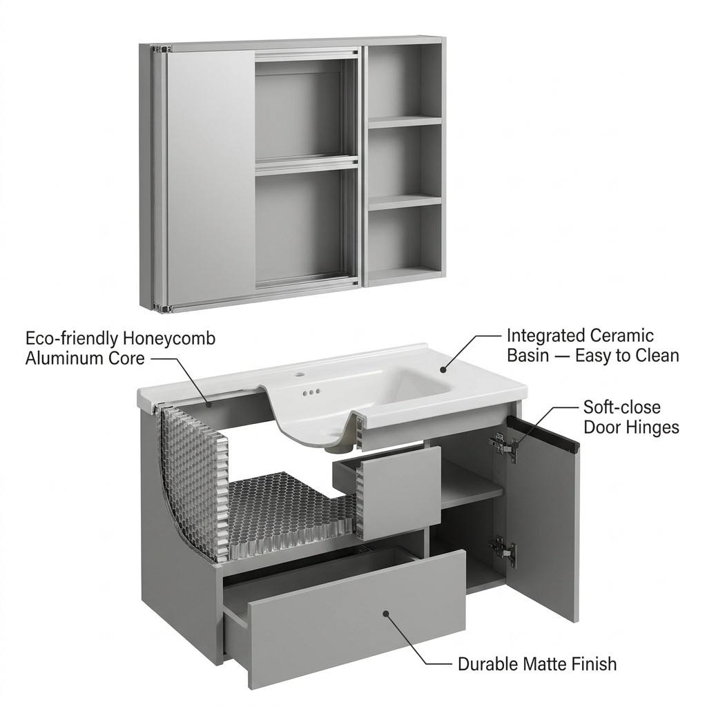 ตู้ห้องน้ำแบบติดผนังทันสมัยเป็ - Home Bathroom Vanity Combo บทวิจารณ์และราคา